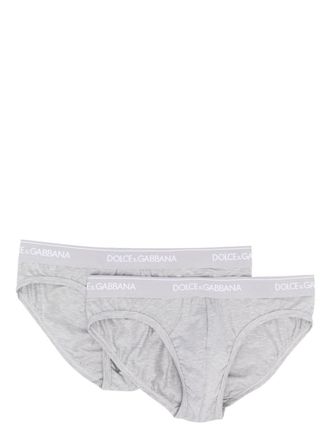 Dolce & Gabbana logo-waistband cotton-blend brief - Grey