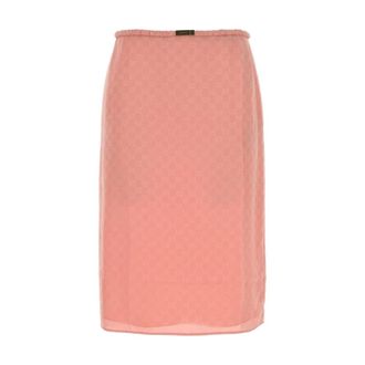 Gucci Midi Skirts, female, Pink, Size: 2XS GG Silk Jacquard Straight Skirt