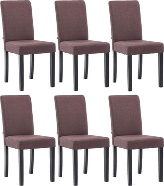 Clp Clp - Juego De 6 Sillas De Comedor Ina De Tela Marr&oacute;n Negro