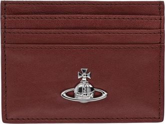 Vivienne Westwood Rectangular Brown Calf Leather Wallet with Metallic Emblem
