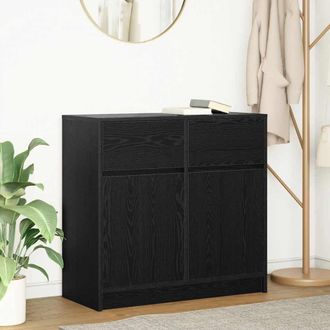 Berkfield Home Sideboard with Drawer Black Oak 80x34x76 cm Engineered Wood | Size: 80 x 34 x 76 cm