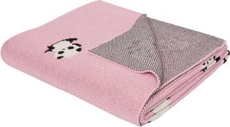 Beliani Beliani - Manta Moderna Habitaci&oacute;n Infantil Algod&oacute;n Rosa Motivo Pandas 130 X 170 Cm Talokan