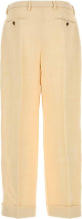 Valentino Garavani Mens Cream Jute Blend Pant Burro Exterior: Viscose Silk Pantaloni Trousers