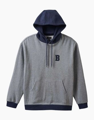 Brixton Mens Brixton Retro Heavyweight Relaxed Hoodie - Grey - Size: 38