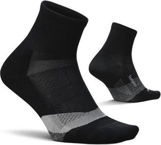 Feetures Elite Light Cushion Quarter Solid Sport Sock with Targeted Compression in Black at Nordstrom, Size X-Large