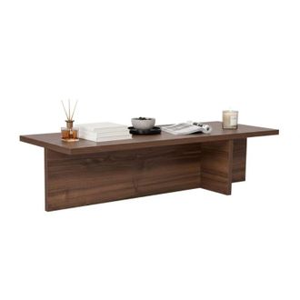 Dmora Tavolino da Salotto Marmorito, Forma Rettangolare, Materiale Piano in Legno Nobilitato, Colore Ripiano Marrone, 120x45x30h cm Marrone Noce