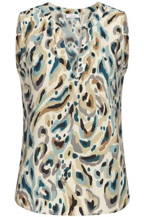 Lascana Blusentop LASCANA, Damen, Gr. 34, gr&uuml;n (sand, blau, khaki bedruckt), Web, Obermaterial: 100% Viskose, bedruckt, figurumspielend h&uuml;ftlang, tiefer V-Aus