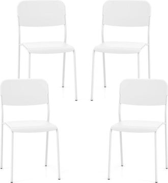 Costway Costway - Juego De 4 Sillas De Comedor, Sillas De Cocina Apilable Con Respaldo Inclinado Y Patas De Metal, Sillas Comedor Pack 4 Sin Brazos Para Comed
