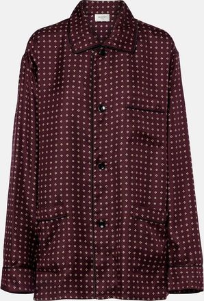 Saint Laurent Printed silk satin pajama shirt