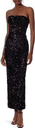 Helsi Leslie Sequin Strapless Gown in Black at Nordstrom, Size X-Small