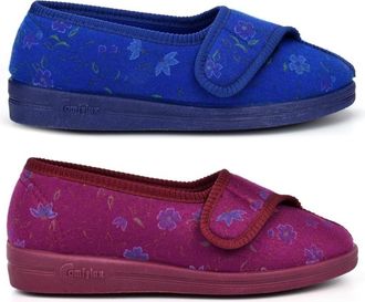 Generic Womens Wide Fit Slippers Ladies Wide Slippers Size 6 Machine Washable Slipper Size 7 EE Slipper Touch Fasten Double E Touch Fastening Rubber Sole Size