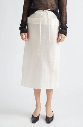 Gia Studios Chiu Silk Satin Drawstring Column Skirt in Cream at Nordstrom, Size 10 Us