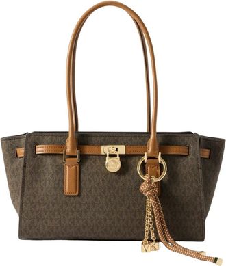 Michael Kors Hamilton Moderne Small Signature Logo Satchel - Dames - Schoudertassen - Bruin - ONE Size - Polyester - Tassen