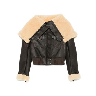 Alexander McQueen Shearling-collar Leather Jacket