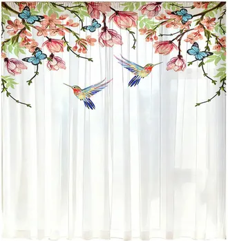 OEM Panel De Cortina Transparente Con Estampado Floral - Flores 2, 132x160cm