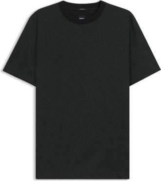 BOSS Mercerized-cotton T-shirt with two-tone monograms