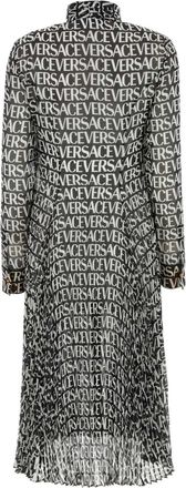 Versace Womens Printed Crepe Shirt Dress Nerobianco Exterior: Silk Abiti