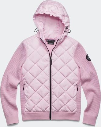 Canada Goose Manteau &agrave; capuchon en tricot matelass&eacute; HybridgeMD Black Label (Femmes, Sunset Pink, TP)