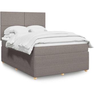 vidaXL Vidaxl - Cama Box Spring Con Colch&oacute;n Tela Gris Taupe 140x200 Cm
