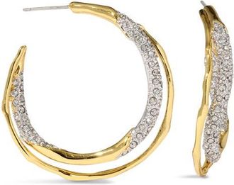 Alexis Bittar Solanales Crystal Pav&eacute; Twisted Hoop Earrings in Crystals at Nordstrom