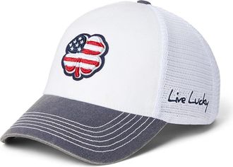 Black Clover USA 2T Vintage 3 Adjustable Hat Baseball Caps White Hat/3d Usa Flag Clover, Mesh/Polyester/Spandex