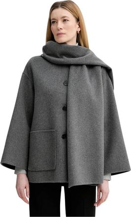 Marc O'Polo Oversized Ronde Hals Jas - Dames - Mantel - Grijs - M - Wol - Jassen