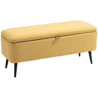 HOMCOM Banco De Almacenamiento Con Tapa Plegable Y Patas De Acero Para Dormitorio, Sal&oacute;n O Recibidor, 101 X 38,5 X 44,5 Cm, Amarillo