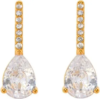 Girls Crew Cape May Pav&eacute; Cubic Zirconia Pear Drop Earrings in Gold at Nordstrom