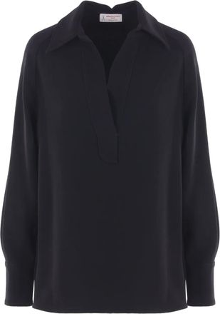 Alberto Biani Blusa con scollo satinato - Nero