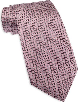Ermenegildo Zegna Tile Silk Tie in Medium Pink Fan at Nordstrom