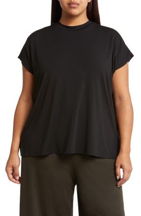 Eileen Fisher Mock Neck T-Shirt in Black at Nordstrom, Size 1 X