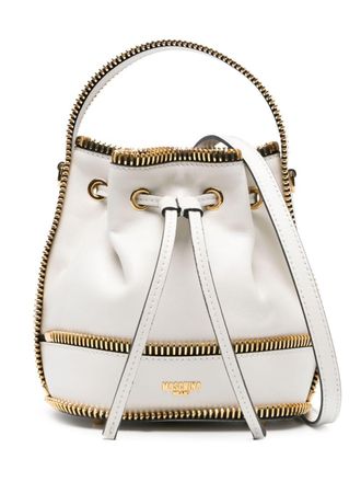 Moschino Leren bucket-tas met rits - Beige