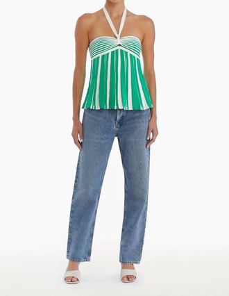 Amanda Uprichard Dianella Halter Top In Ivory/ Green