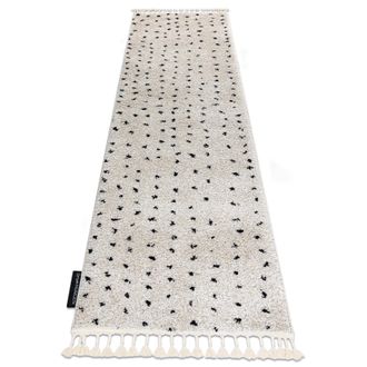 RugsX Rugsx - Alfombra, Corredor Berber Syla B752 Puntos Crema Para La Cocina, Entrada, Pasillo Beige 80x250 Cm
