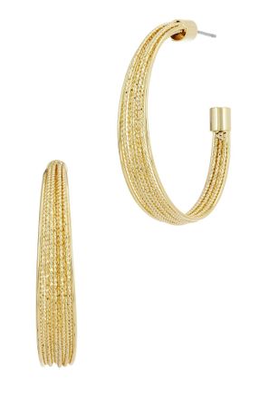 Savvy Cie Jewels 18K GOLD PLATED DIAMOND CUT LARGE HOOP EARRINGS