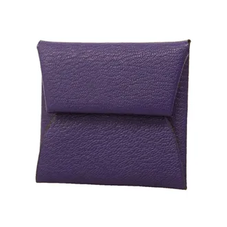 Herm&egrave;s Purple Chevre Myzore Leather Coin Purse/Coin Case (Pre-Owned)