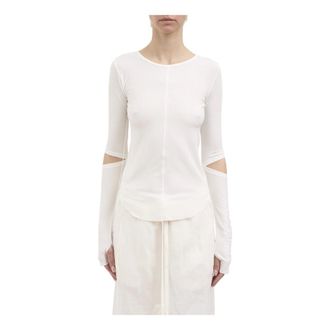 Andrea Ya'aqov Long Sleeve Tops, female, White, Size: S Maglia Girocollo in Modal