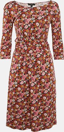 Max Mara Orange/pink Floral Print Jersey Short Dress