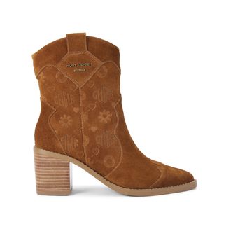 Kurt Geiger Womens Suede KGL Western Ankle Boots - Tan - Size UK 7