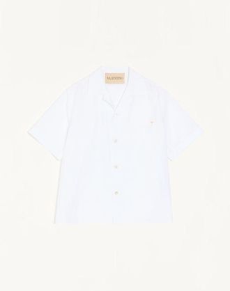Valentino Camicia da bowling Valentino in popeline di cotone con VGold Uomo BIANCO 52