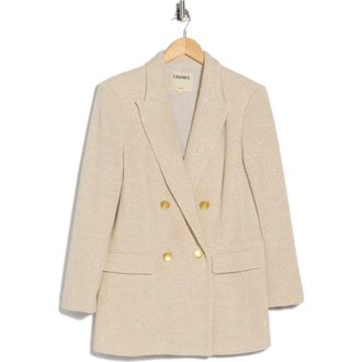 L'agence Riva Double Breasted Knit Blazer in White/ivory/gold at Nordstrom Rack, Size 10