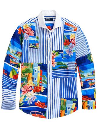 Polo Ralph Lauren patchwork striped linen shirt - Blue