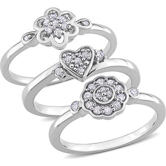 Delmar Set Of 3 Diamond Rings - 0.39ct. in Silver at Nordstrom Rack, Size 8