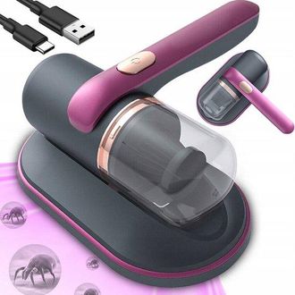 OEM Aspiradora Anti&aacute;caros Con Esterilizador Uv, Alfombras, Elimina Bacterias, &Aacute;caros Y Moho, Sin Bolsa, Carga Usb, C, Morado/gris