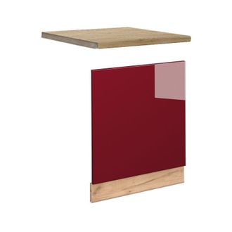 Vicco Panel Frontal Fame-line, Rojo Burdeos Alto Brillo, 60 Cm, Et Roble