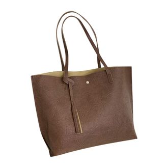 Generic Ladies Fashion Shoulder Bag Solid Color Fringed Leather Large Capacity Shoulder Handbag Laptop Shoulder Bag (BW1, One Size)