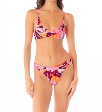 Maaji Sublimity Bikini Bottom In Coral Leafy