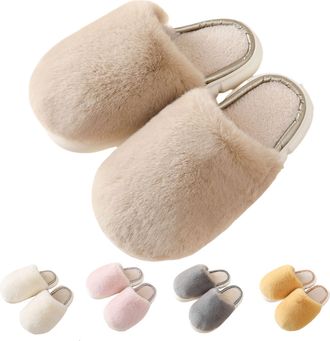 Generic Plush Slippers Women Womens Comfortable Slippers Soft Fluffy Sliders Indoor Thermal Sliders Warm Bedroom Slides Solid Color Furry Slides Fuzzy Winter 