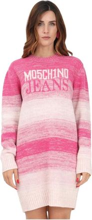 Moschino Roze Gradient Maxi Sweater Jurk - Dames - Kleedjes - Roze - L - Kleedjes