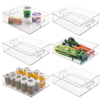 mDesign Divided Pantry Bin with Handles for Pantry, Refrigerator, or Freezer - Set of 6 - Clear at Nordstrom